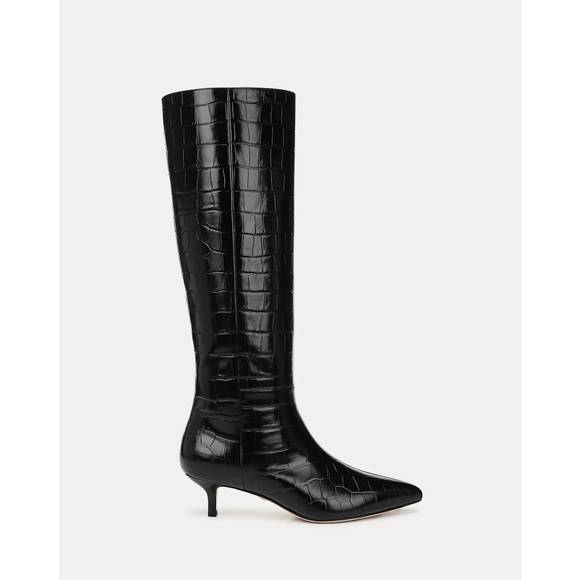 NEW VERONICA BEARD women's lisa croc embossed tall boot in black